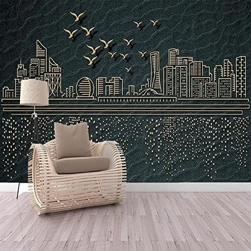 XLMING Stadt-Silhouette-Muster 3D Tapete Home Dekoration Wohnzimmer Sofa Schlafzimmer Tv Hintergrund Wand-150cm×105cm