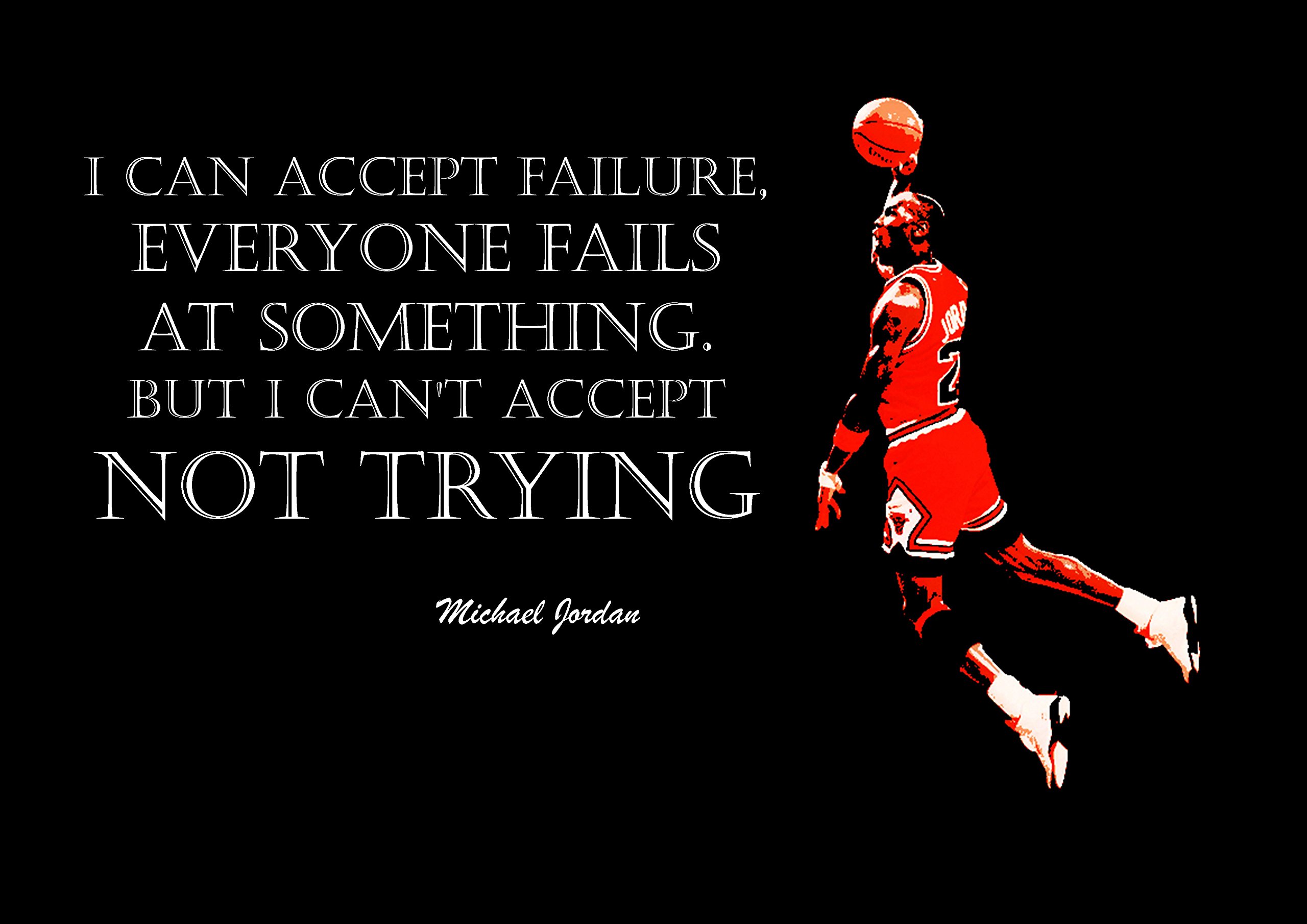 A2 61 x 40,6 cm inspirierendes Motivationszitat Schild Poster Druck Bild (BASKETBALL MICHAEL JORDAN) Sport, Boxen, Radfahren, Leichtathletik, Bodybuilding, Triathlon, Basketball, Fußball, Rugby, Schwimmen, Kampfsport etc.