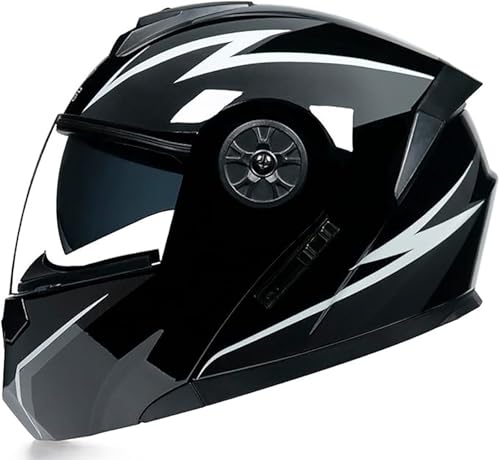 Motorradhelm Motorrad Klapphelm Mit Doppelvisier Motorrad Integralhelm DOT/ECE-Zulassung Motorradhelm Klapphelm Motorrad Herren Damen G,L/(59~60cm)