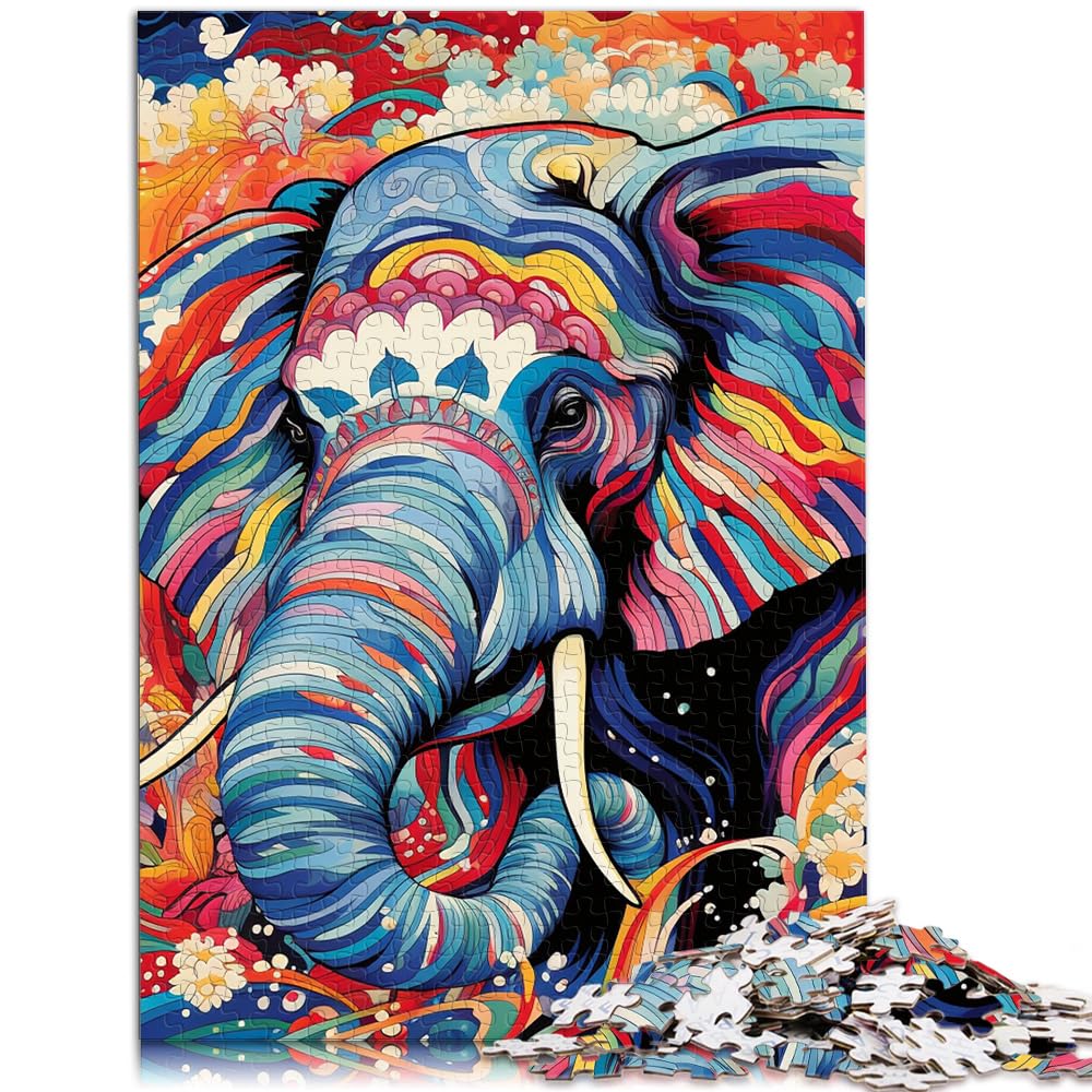 Puzzle | Puzzles Psychedelischer Elefant, Puzzles 1000 Teile, Puzzles für Erwachsene, Holzpuzzle, Dekomprimieren, geistiges Lernspielzeug, 1000 Teile (50 x 75 cm)