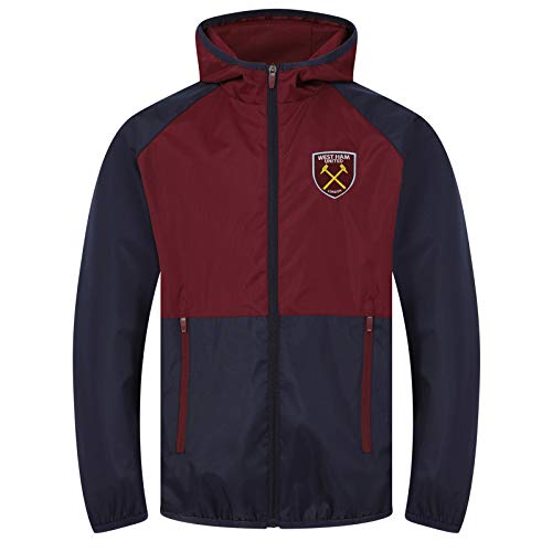 West Ham United FC - Herren Wind- und Regenjacke - Offizielles Merchandise - Geschenk für Fußballfans - Dunkelblau/Weinrot - L