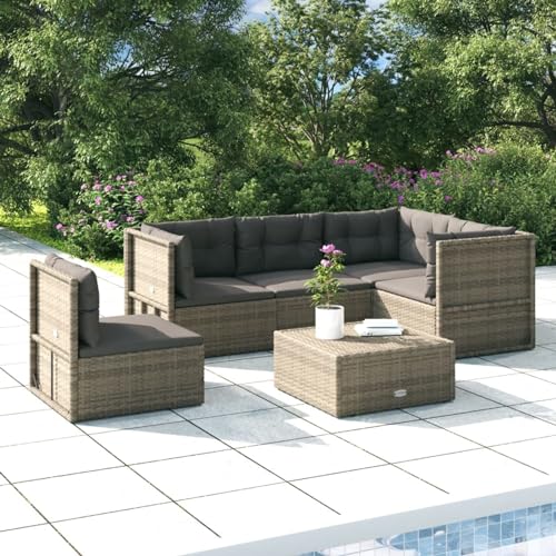 Juroupi 5-tlg. Garten-Lounge-Set mit Kissen LoungemöBel Balkon GartenmöBel Set Garden Furniture Sets MöBelsets Grau Poly Rattan - 3187212