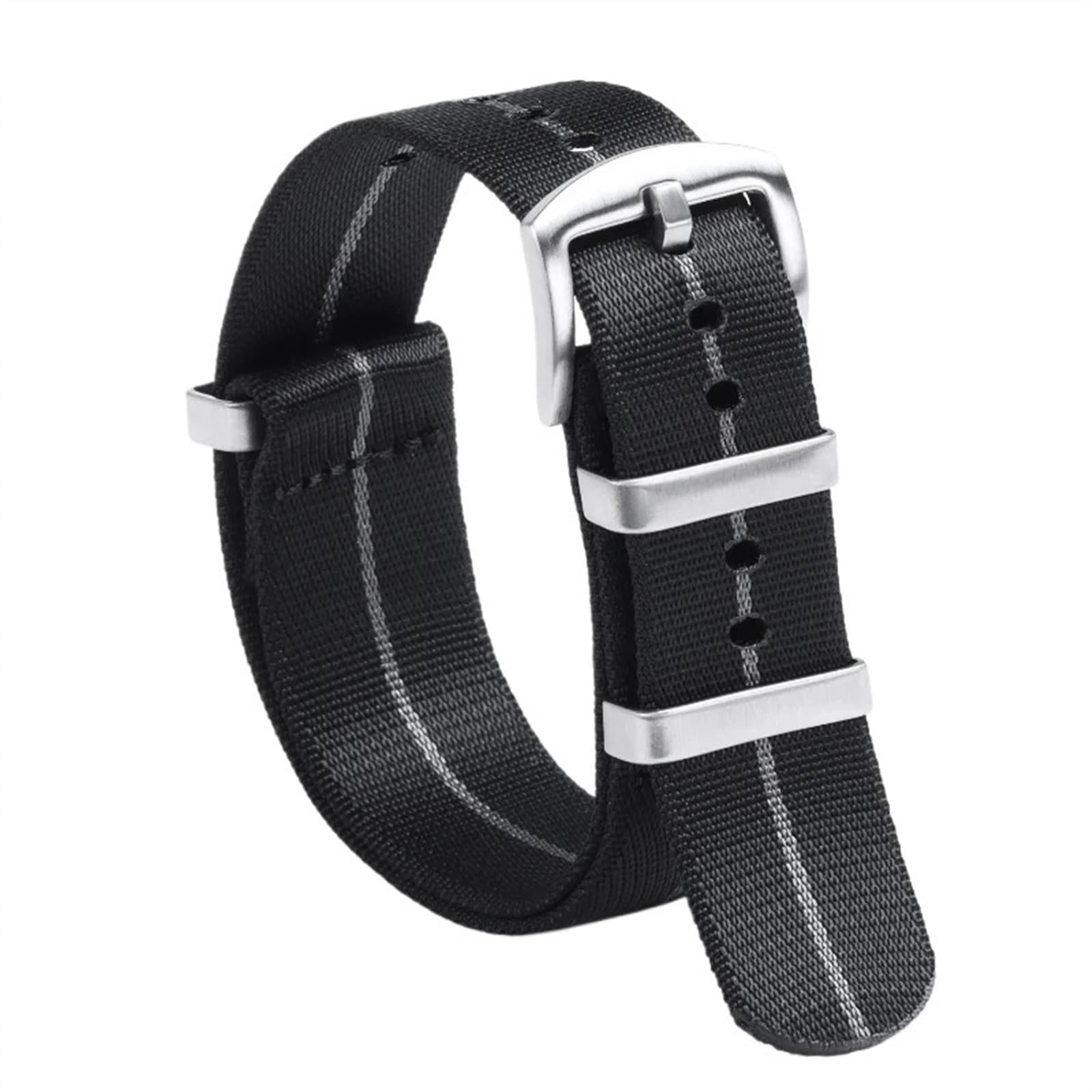 THBGTCNQ 18 mm, 20 mm, 22 mm, Nylon-Uhrenarmband for traditionelle Uhren, sportliches wasserdichtes Armband, Schnellwechsel-Uhrenzubehör(Black Grey,18mm)