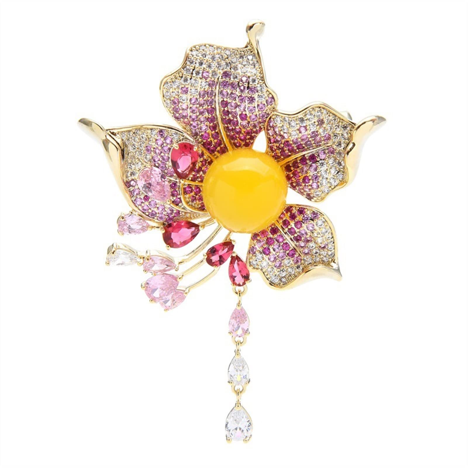 AIHEDOUJ Anstecknadel, Schmuck, Geschenke für Frauen, Damenmode-Accessoires, Elegante Damen-Brosche mit Fransen, Blumenform, Designer-Anstecknadel, Blumenform, Party-Bankett-Brosche, Broschen und