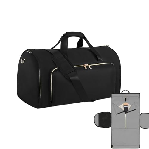 Hanng Reise-Kleidersack, Handgepäcktasche für Damen, Anzugtrage, Reisetasche, 2-in-1, wandelbarer Duffle-Kleidersack für Männer und Frauen – Hanng Koffer, Anzug, Business-Reisetasche, Schwarz , Refer