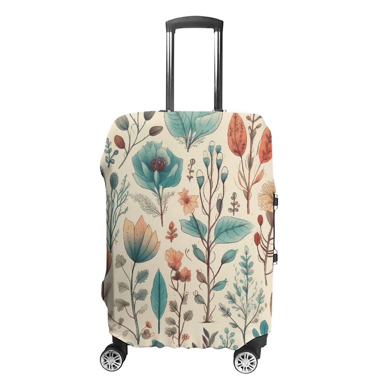 CSGJMYGS Reisegepäckabdeckung, elastisch, waschbar, modisch, kratzfest, Motiv: Blumen und Blätter, Koffer-Schutz, passend für 45,7 - 81,3 cm Gepäck, Stil-7, XL