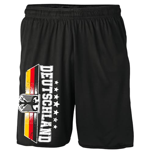 UGLYSHIRT Deutschland Shorts | Germany Fußball Deutschland Kurze Hose Deutschland Hose WM Deutschland Fanartikel EM 2024 Flagge | M4 Schwarz (XL)