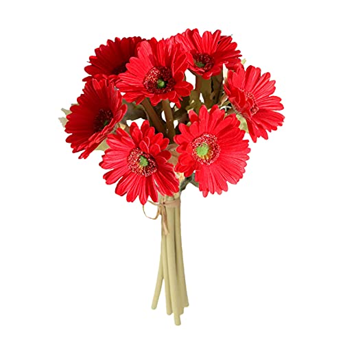 YLSZHY Künstliche Blumen, 7 Stück, künstliche Gerbera, Gänseblümchen mit Stiel, fühlt sich echt an wie Seide, Gänseblümchen, Blumenstrauß für Büro, Zuhause, Hochzeit, Party, Dekoration