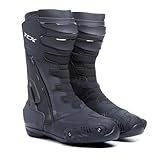 TCX - S-TR1 Waterproof, Herren-Motorradstiefel, Sportlich, Zertifiziert und Wasserdicht, mit T-DRY-Integration, Obermaterial aus Mikrofaser, Reißverschluss und Klettverschluss,Schwarz