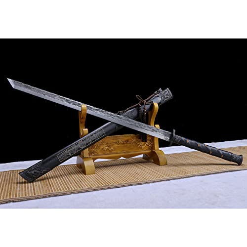 LQSMX sword 43.3 in Broadsword/scharf/Chinesisches Kampfsportmesser Katana Schwert echt Samuraischwert Handgeschmiedeter Federstahl