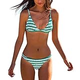 AMUSTER Damen Bikini Push up Gepolstert Streifen Tupfen Triangel Brasilianische Bademode Bikini-Sets Zweiteiler Badeanzug