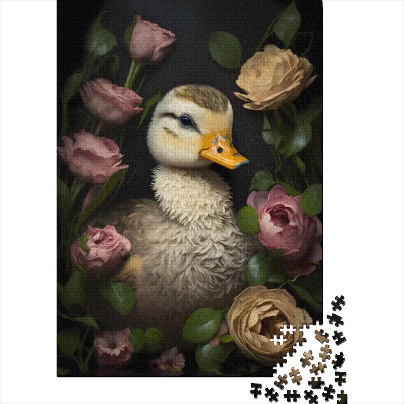 Puzzleteile „Entlein in Rosen“, Holzpuzzle, Lernpuzzle für Teenager (Größe 52 x 38 cm)