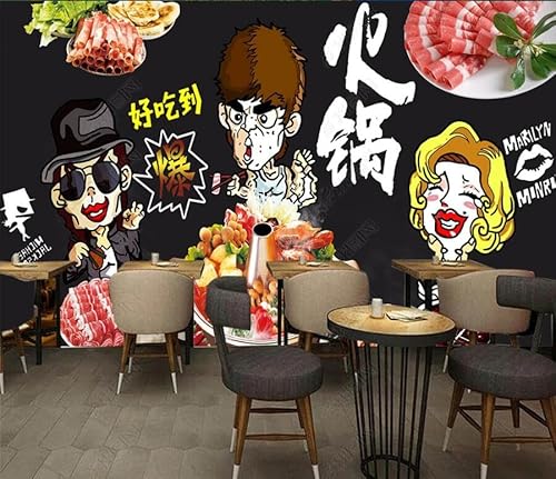 tyujlkjddlf Tapete Wandbild 3D Benutzerdefinierte Restaurant Hot Pot Würzige Hot Pot Hintergrundwand-450Cmx300Cm