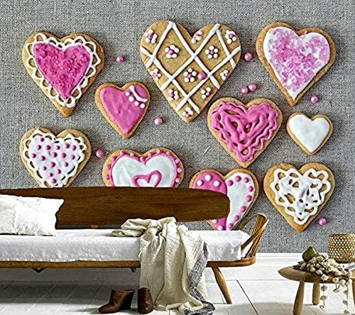 XLMING Biscuit Heart Food Restaurant Küche 3D Tapeten Home Esszimmer Sofa Schlafzimmer Wohnzimmer TV Hintergrund-350cm×256cm