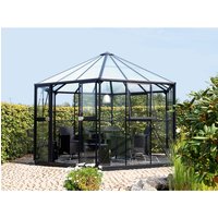 Vitavia gewächshaus-pavillon -hera 9000- inkl. stahlfundament, schwarz, 3 mm esg, 6 mm hkp