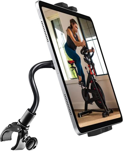 Laufband Tablet Halter, Oilcan Schwanenhals Lenker Handy Tablethalterungen für Fahrrad Spin Bike Crosstrainer Heimtrainer für iPad Pro Air Mini, iPhone, Samsung Tab, Lenovo, Huawei (4-12.9")