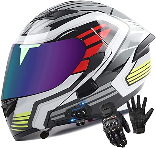 Klapphelme Modularer Helm Mit Bluetooth-Headset Und Dual Visier Motorradhelm,DOT ECE Genehmigt Integralhelm Helm Motorradhelm Atmungsaktiv Und Warm Für Erwachsene Männer Women