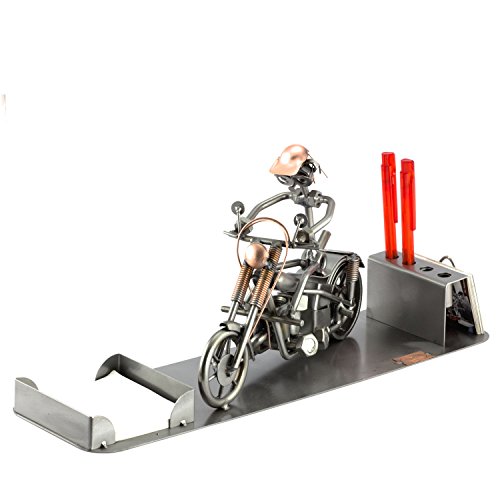 Steelman24 I Schraubenmännchen Harley Big Schreibtisch Organizer I Made in Germany I Handarbeit I Geschenkidee I Stahlfigur I Metallfigur I Metallmännchen