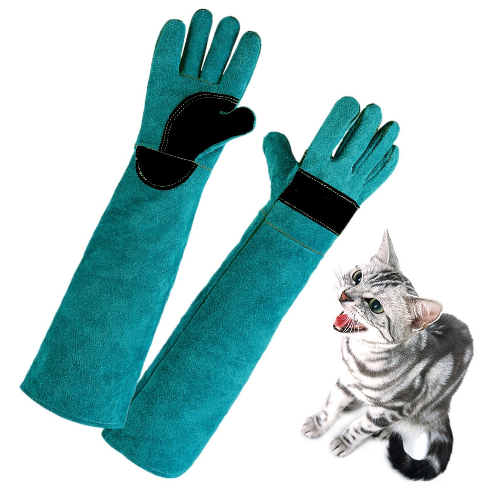 Nbhuiakl Handschuhe für Tierhandhabung, 45 cm, kratzfeste Schutzhandschuhe für das Training von Haustieren, dicke und Haustierfütterung, Schutzhandschuhe für Kleintiere