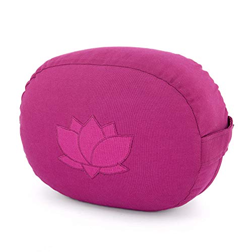 Bodhi Meditationskissen OVAL mit Lotus Stickerei | aus Bio-Baumwolle aubergine mit Lotus (aubergine)