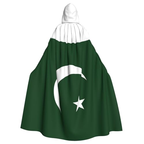 WURTON Flagge von Pakistan Druck Halloween Kapuzenumhang Kostüm für Karneval Mottoparty Decora Hexe Vampir Kostüm