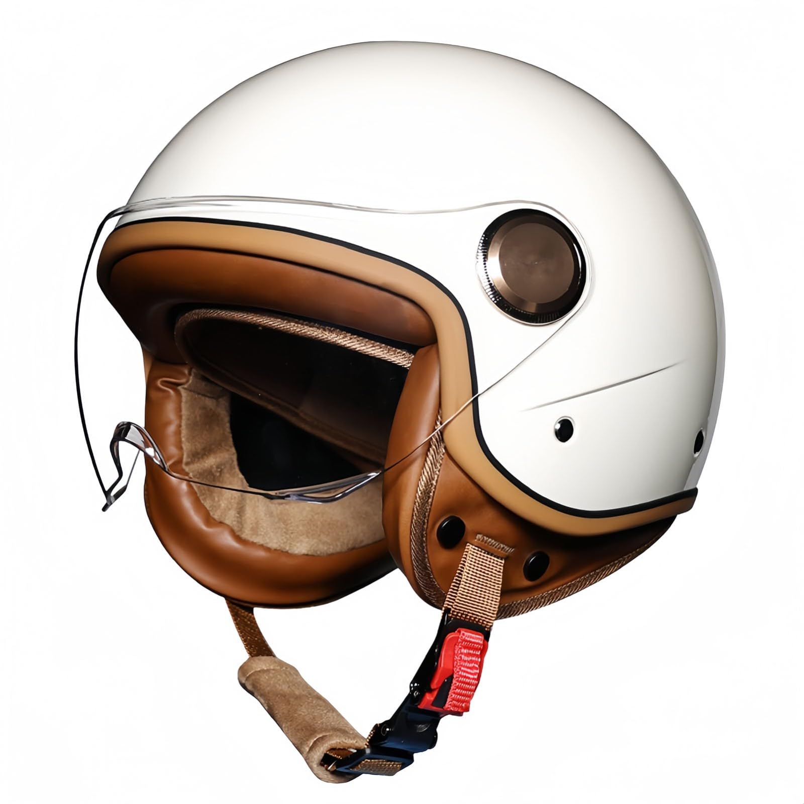 3/4 Offener Motorradhelm Schutzbrille Komfortfutter Ohrenschützer ECE-Zertifizierung Sturzhelm Roller Fahrrad Chopper Helm Erwachsene Männer A,L60-61CM