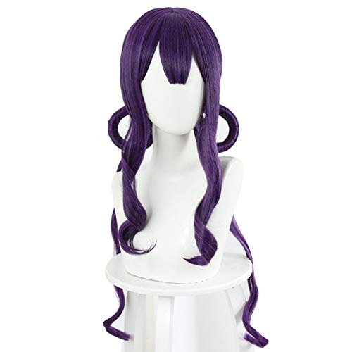 LINLINCD Cosplay wig Toilettengebundene Hanako-Kun Aoi Akane Perücke 60cm lange lockige gewellte Cospaly Perücken Halloween Karneval Kostüm Party Perücke Lila Anime Perücke Aoi Akane