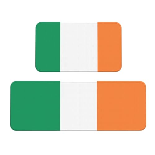 YQxwJL Irish Flagge Druck Küchenschränke, rutschfeste Küche Matte Set mit 2, bequeme Stehmatten für Küche, Büro