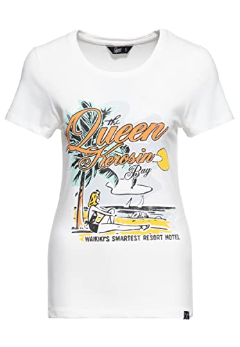 Queen Kerosin Damen Vintage Shirt | T-Shirt | Slim Fit | Frontprint | Kurzarm Shirt | Retro | Hawaii Style | Waikiki | Pin-Up | 50S Bammm