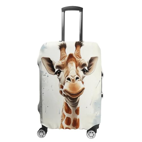 CSGJMYGS Reisegepäckabdeckung, elastisch, waschbar, modisch, kratzfest, Mond, Sterne und Planeten, Koffer-Schutz, passend für 45,7 - 81,3 cm Gepäck, Clevere Giraffe, L