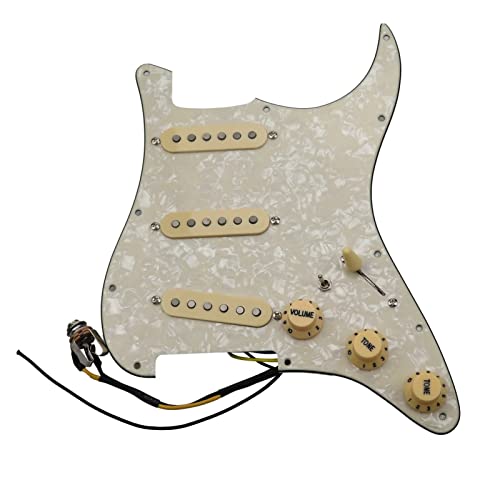 Geladenes Gitarren-Pickguard Geladene Pickguard-Pickups Gitarre-Alnico 5-Pickups SSS. Single Coils Pickups/Gelbe Pickupabdeckungen Set (Color : 7)