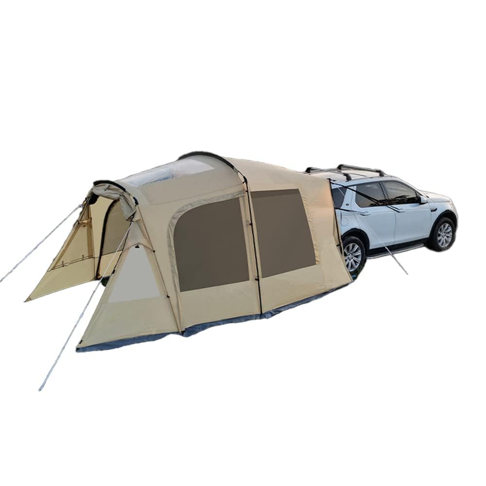 Auto Vorzelt Camping, Fahrzeug-Autozelt, SUV-Heckklappenzelt-Überdachung, Auto-SUV-Zeltaufsatz for Camping, Auto-Markisenzelt, Campingzelt, Schrägheck(Quicksand Gold,RainflyInner Tent)