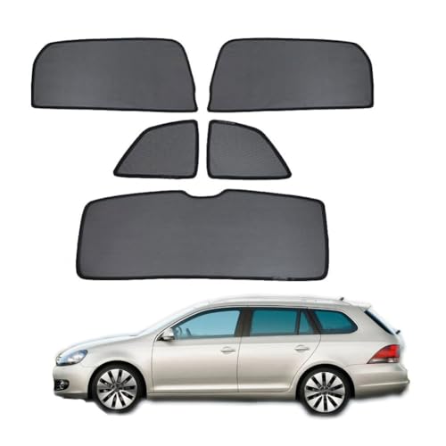 Sonnenschutz für Seitenscheiben Auto Magnetisch Vorhang für Golf 6 Variant 2009-2013 UV Schutz Fenster Sonnenblende Zubehör für Baby Kinder Haustiere Schwarz,5pcs