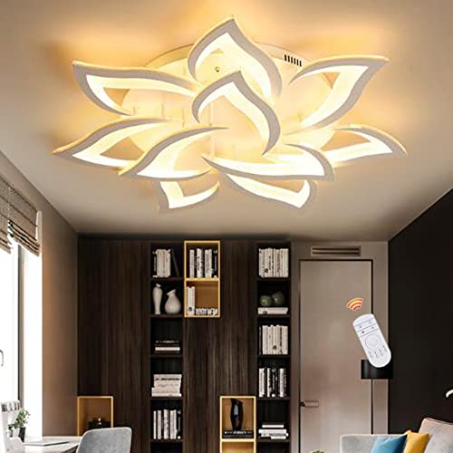 LED Deckenleuchte Dimmbar Blumen Deckenlampe Mit Fernbedienung Moderne Große Wohnzimmerlampe Acryl Lichtfarbe Helligkeit Einstellbar Kronleuchter Für Schlafzimmer Esszimmer Kinderzimmer,10 Heads