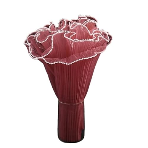 Blumen Geschenkpapier Valentinstag Blumen Geschenkpapier Wellengarn Blumenverpackung Spitze Mesh Floristenstrauß Geschenkverpackung Blumendekoration(Wine Red)