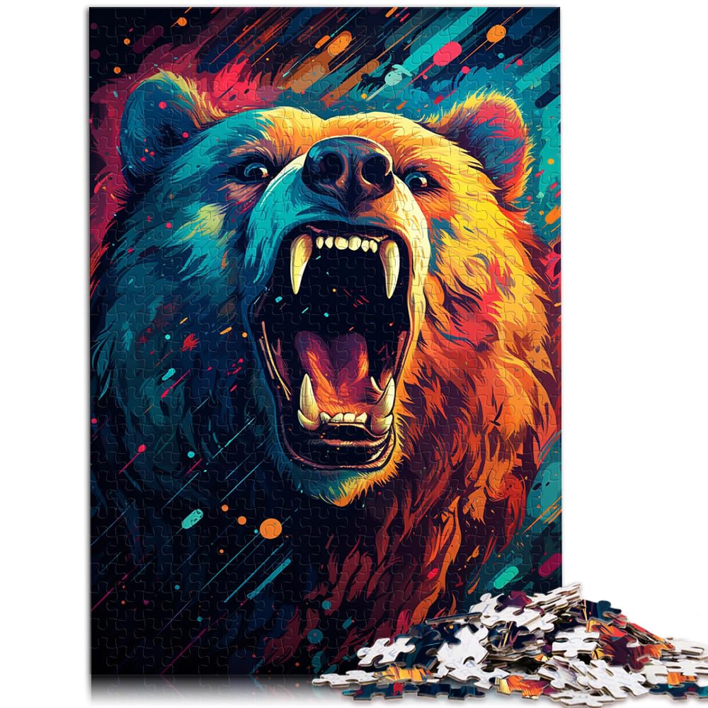 Puzzlespiel, Malerei, Farbe, Sternenhimmel, Bär, Puzzle für Erwachsene, 1000 Teile, Holzpuzzle, anspruchsvoll, Aber unterhaltsam und humorvoll, 1000 Teile (50 x 75 cm)