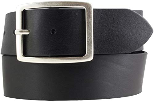 BELTINGER Jeansgürtel aus Vollrindleder mit Doppel-Schnalle 4,5 cm | Leder-Gürtel für Damen 45mm | Breiter Ledergürtel | Schwarz 100cm