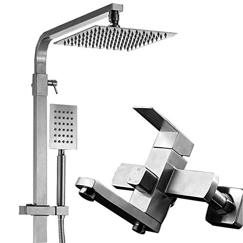 YIHANSS Duschkopf Duschkopfset Quadratisches Edelstahl-Duschset Edelstahl-Duschkopfdusche 304 Edelstahl-Duschset Duschset (Farbe: Bildfarbe, Größe Duschset
