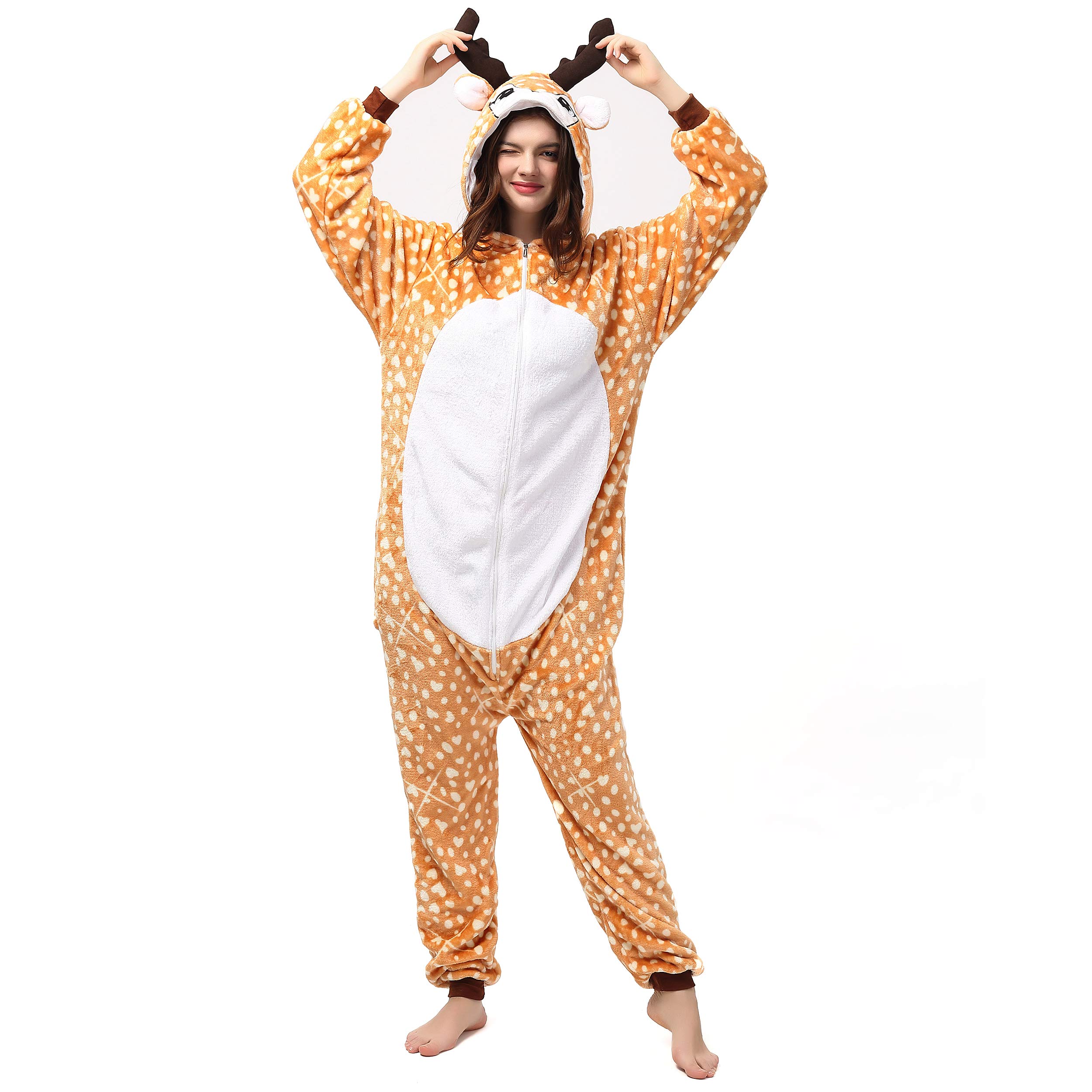 Katara 1744 (30+ Designs) REH-Kostüm Hirsch Hellbraun, Unisex Onesie/Pyjama-Qualität für Erwachsene & Teenager