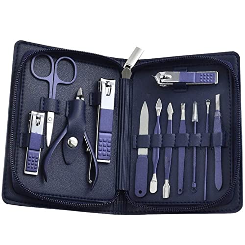 BONAD Zehennagelknipser 1. 8 stücke Nagelclipper Set Pediküre Kit Edelstahl Professionelle Maniküre Set for Männer Frauen mit Blue Leder Reisekoffer Nagelknipser-Set (Color : 12pcs)