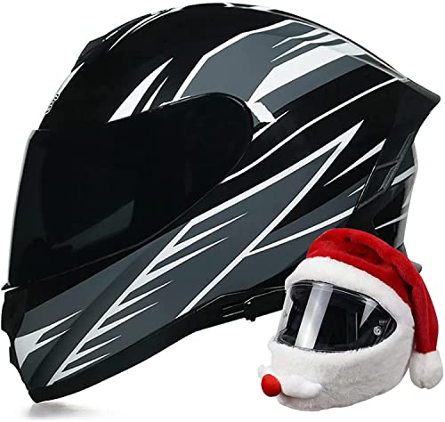 Motorradhelm Integralhelm Mit Doppelvisier Mopedhelm DOT/ECE-Zertifiziert Fullface Helm Rollerhelm Integral-Rennmotorradhelm Moped Street Bike Racing Sturzhelm Unisex (Color : N, Größe : M=57-58cm)