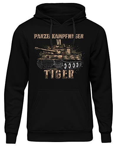 UGLYSHIRT Legende Tiger Herren Kapuzenpullover | Landser Panzer WW2 Tiger Panzer Pullover German Tank Hoodie | M2 Schwarz (XL)