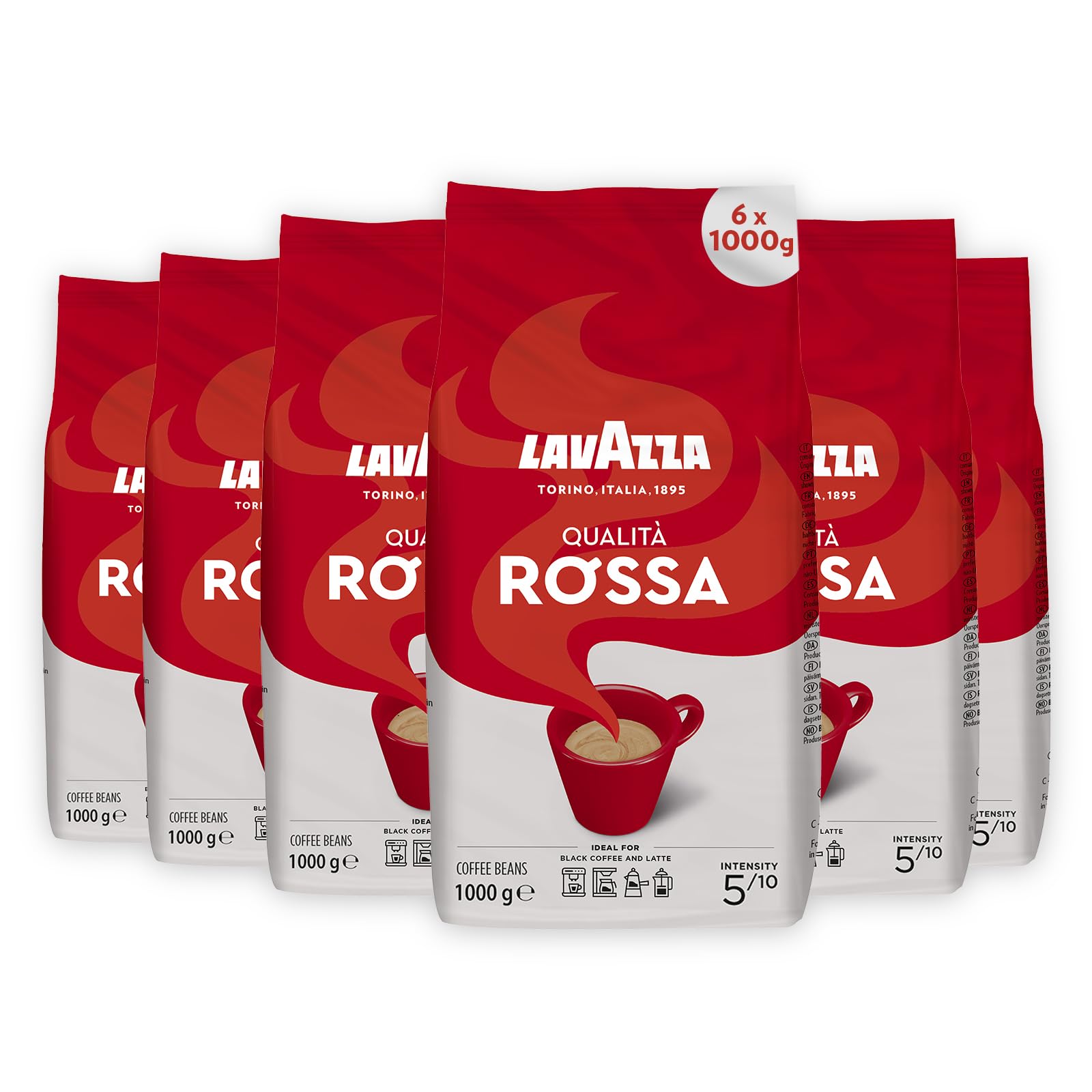 Lavazza Qualita Rossa Kaffee-Bohnen, 1 kg, 6