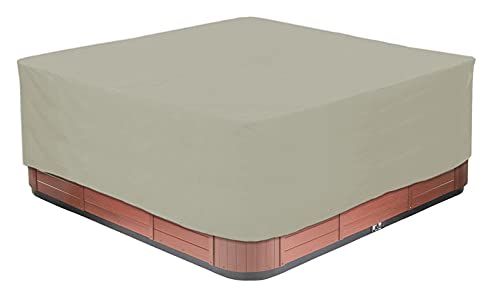 BaCover Outdoor Whirlpool Abdeckung, 210D Oxford-Gewebe Wasserdicht Spa Hot Tub Pool Abdeckun Quadratische Pool-Staubschut Mehrere Größen zur Auswahl,Beige,220x220x85cm