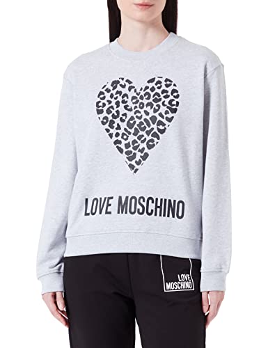 Love Moschino Damen Regular Fit With Maxi Animalier Heart And Logo. Sweatshirt, Melange Light Gray, 38 EU