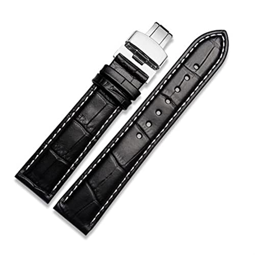 NEYENS Uhrenarmband aus echtem Leder mit Schmetterlingsverschluss, Krokodil-Armband für Herren, Größen 12, 13, 14, 15, 16, 17, 18, 19, 20, 21, 22, 23, 24 mm, 18 mm, Achat