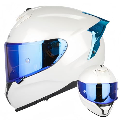 Modularer Integrierter Motorradhelm, ECE-Zugelassener Visier-Integral-Motorradhelm Antibeschlag-Motorrad-Rollerhelm Doppelspiegel Herren Damen Antikollisionshelm B,L59-60CM