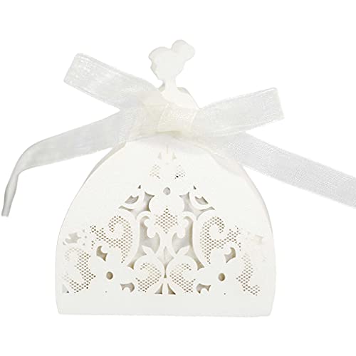 100 Stück hohle Süßigkeiten-Boxen mit Blumenspitze für Hochzeit, Party, Pralinen-Geschenkbox für Brautparty, Jahrestag, Geburtstag, Schokoladengeschenkbox