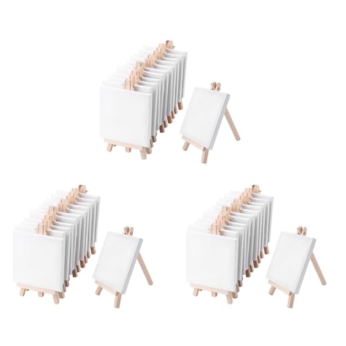 Oladfiop 4 X 4 Mini Lein Wand und 8 X 16 cm Mini Staffelei Set Malerei und Malerei Schule Student Kunst Bedarf, 36 Packungen