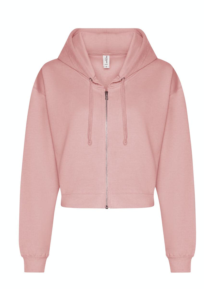 noTrash2003 Damen Hooded Full-Zip Sweatjacke Sweatshirt Hoodie mit Reissverschluss Cropped Abgeschnitten Bolero Style XXS-XL in 5 Farben (XL, Pink (Dusky Pink))